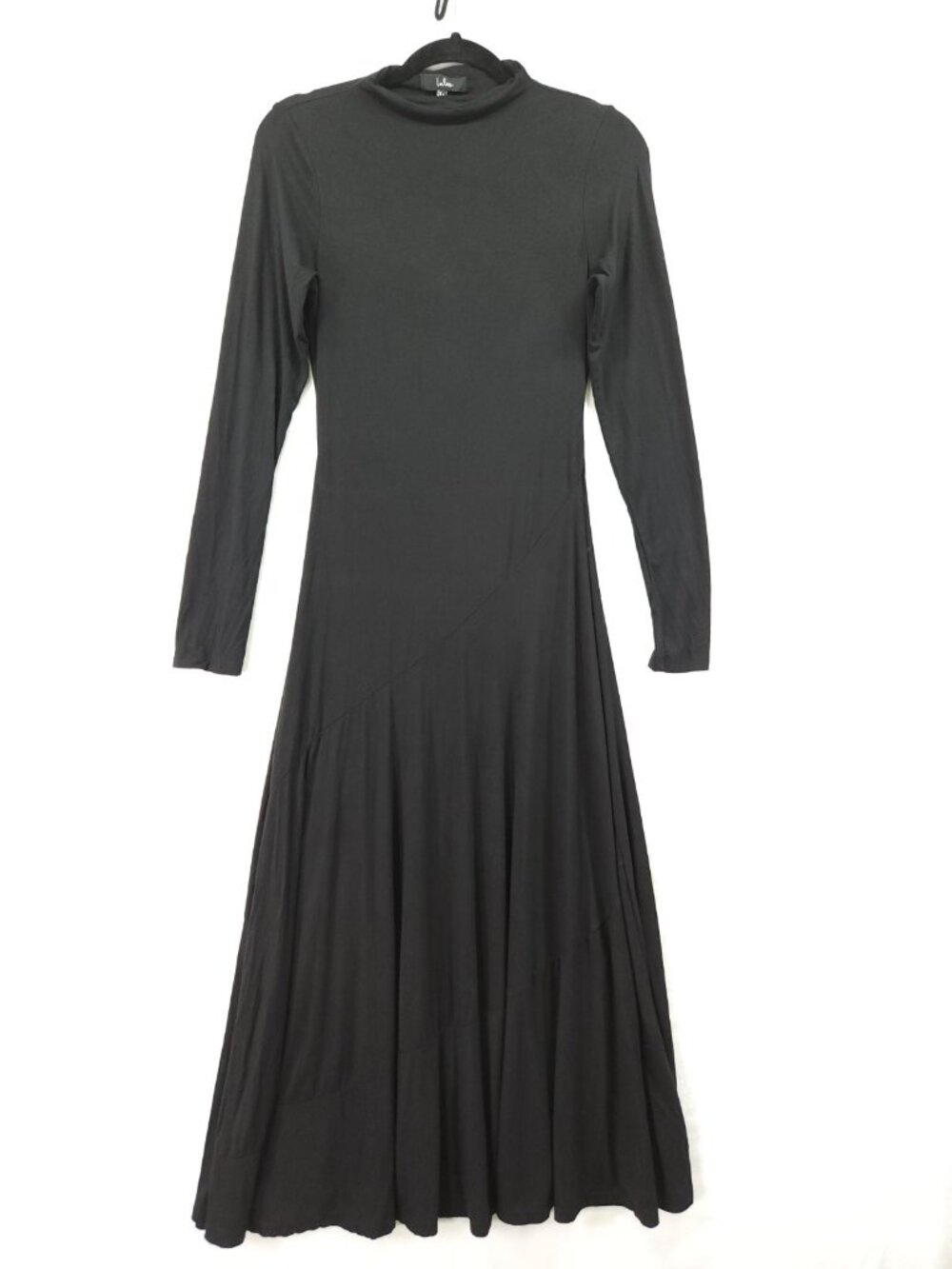 Lulus Size Small Whimsigoth Black Long Sleeve Mock Neck Swing Midi Dress